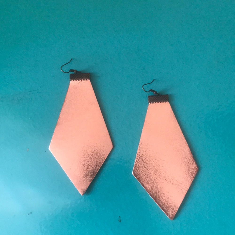 Large bronze leather earrings